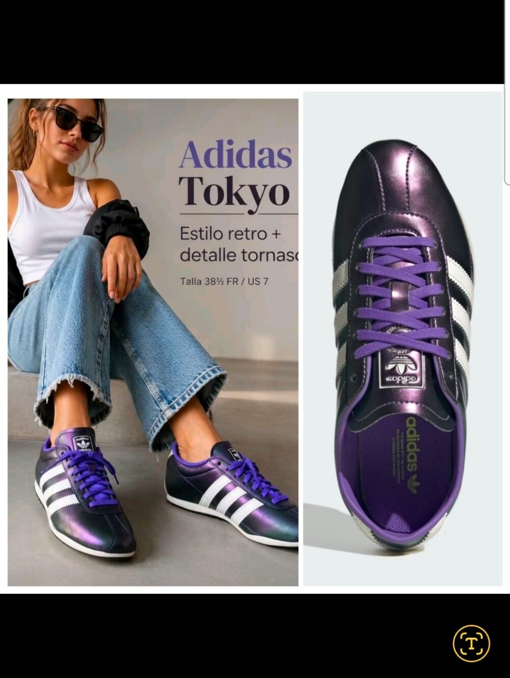 Adidas Originals Tokyo W Women's Low Top Sneakers Metallic Purple Sz 8 New w/Box